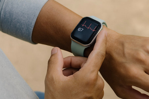Person checking HRV on smartwatch – Heart Rate Variability and mental resilience